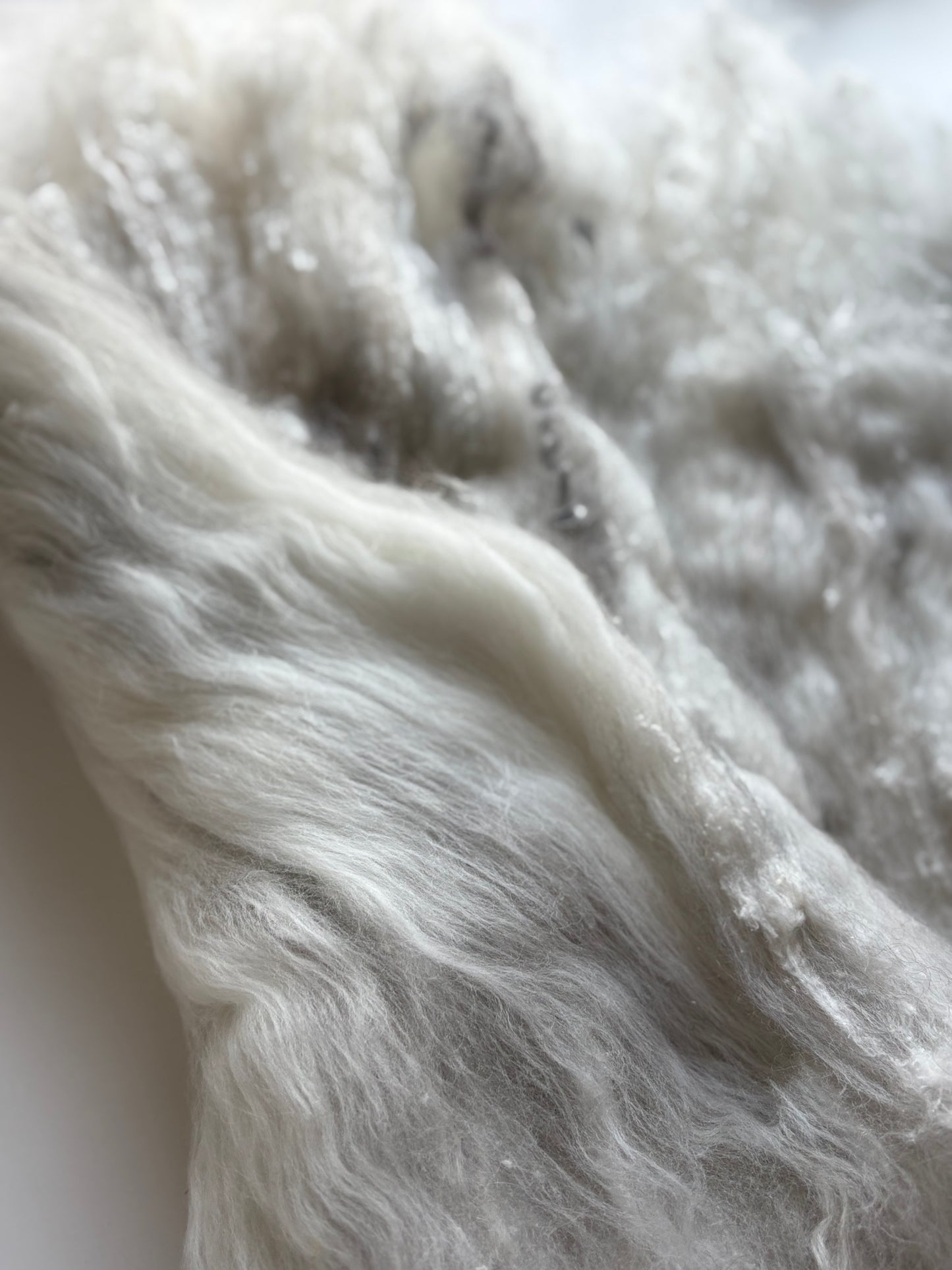 Mystery batt! UNDYED 3oz chunky scrappy fiber art batt, alpaca wool sari silk waste mohair suri alpaca flax. natural