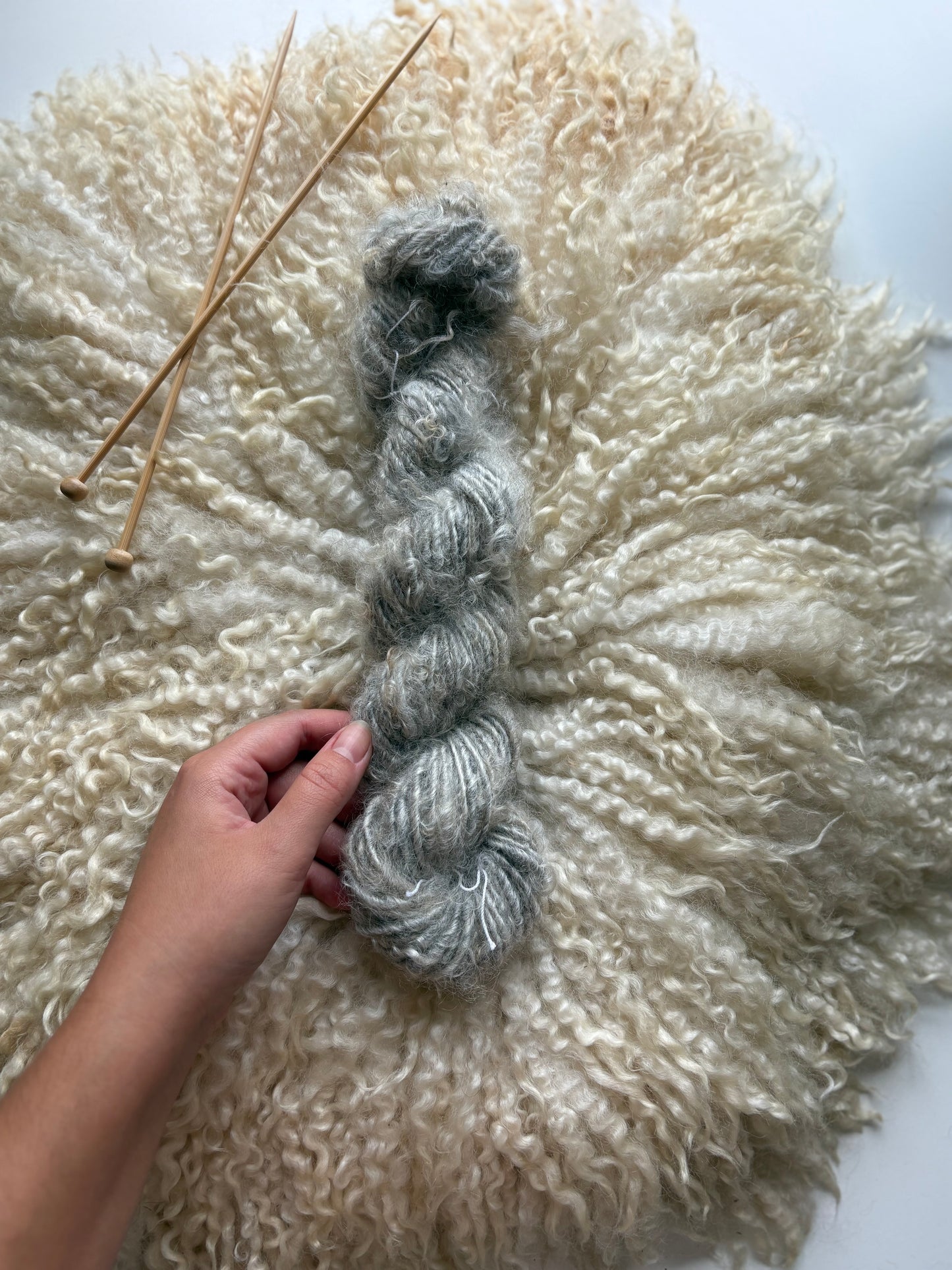 Gotland lambs wool single ply silk core lock spun art yarn. 52 yards 3oz. Undyed medium soft