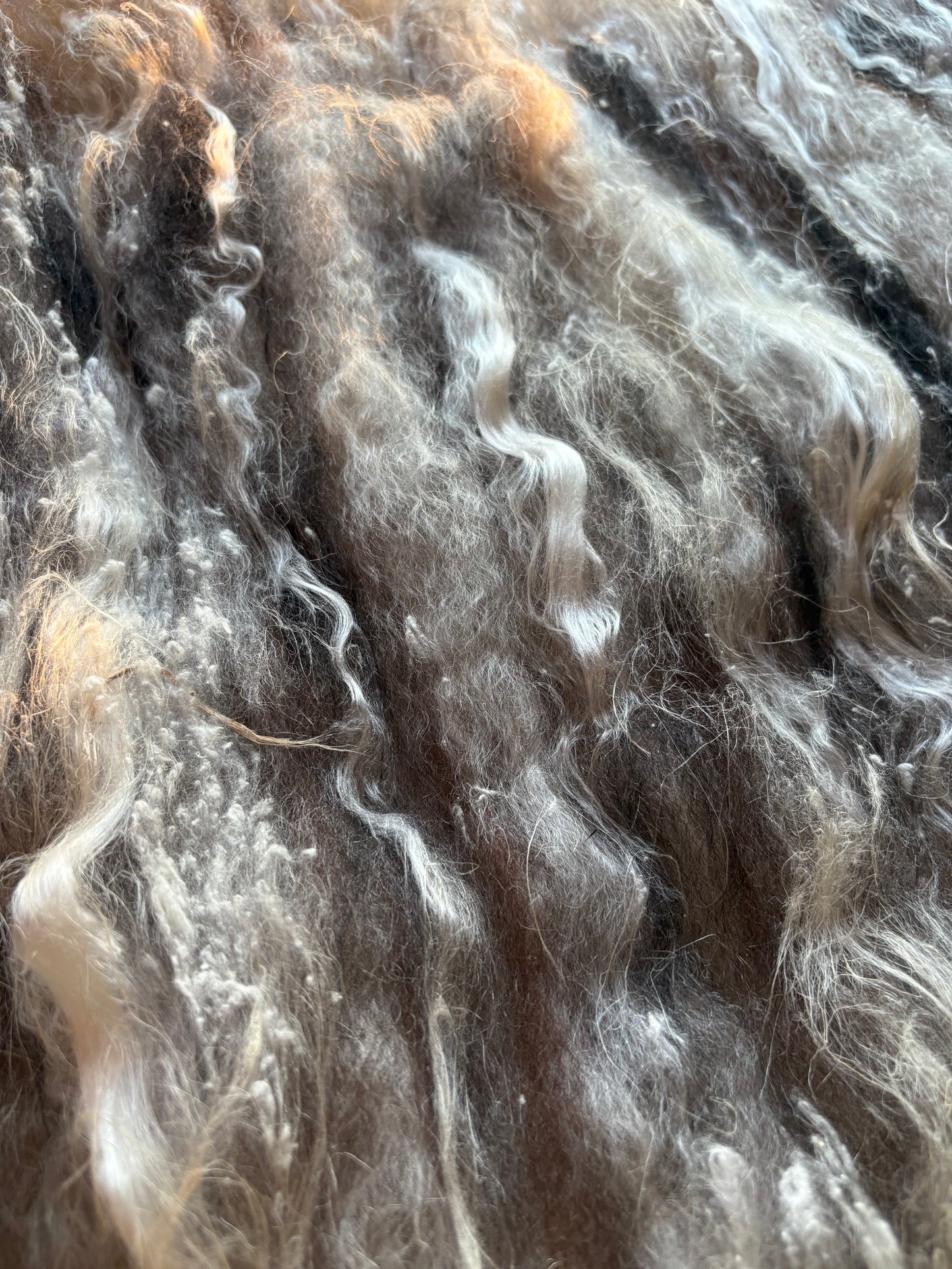 2.60oz UNDYED chunky scrappy fiber art batt, alpaca wool sari silk waste mohair suri alpaca flax. natural