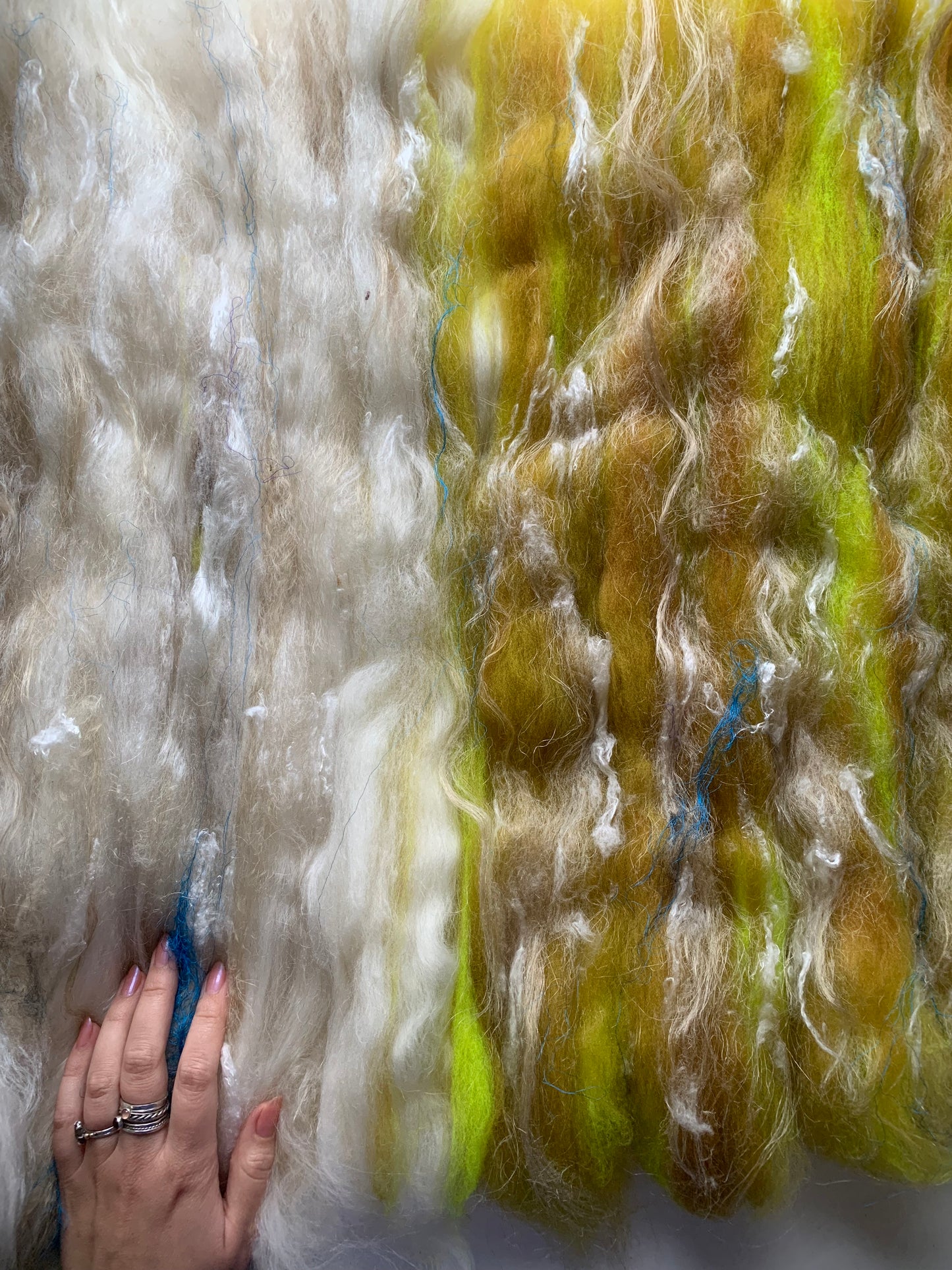 Mystery batt! 3oz chunky scrappy fiber art batt, alpaca wool sari silk waste mohair suri alpaca flax. multi colored